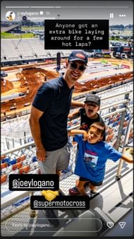 Joey Logano's Instagram story - Source: @joeylogano via @supermotocross on IG